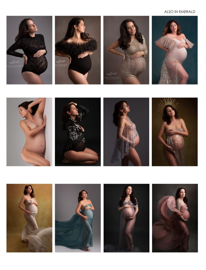 is wardrobe included in my session, client options for maternity sessions bodysuits and fabrics