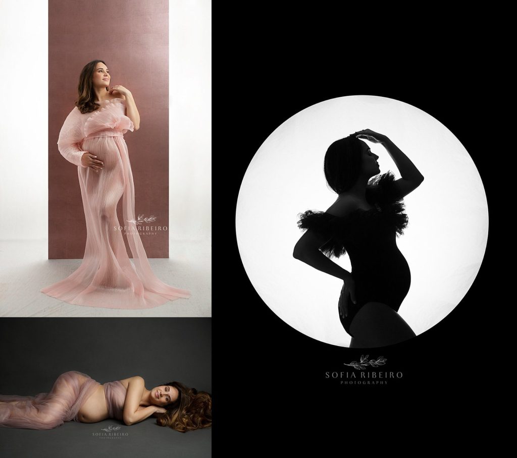 studio maternity session silhouette