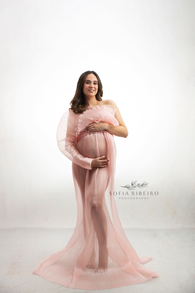 making a dress for a maternity session, final image from client's session