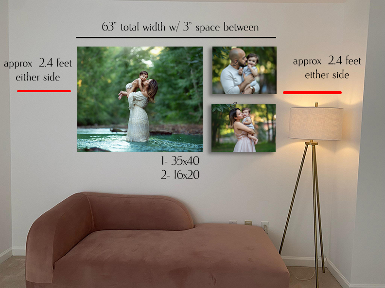 what is the best size for canvas, three piece wall art display featuring satin metal prints