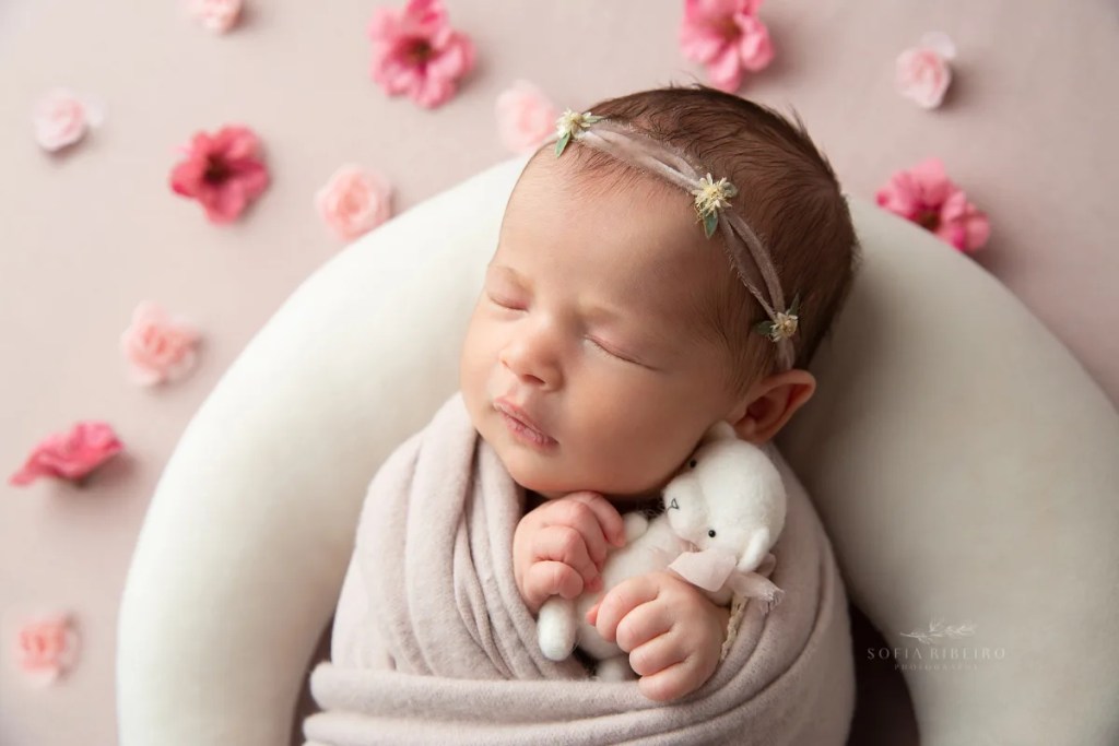 florham park nj newborn photographer, baby in blush
