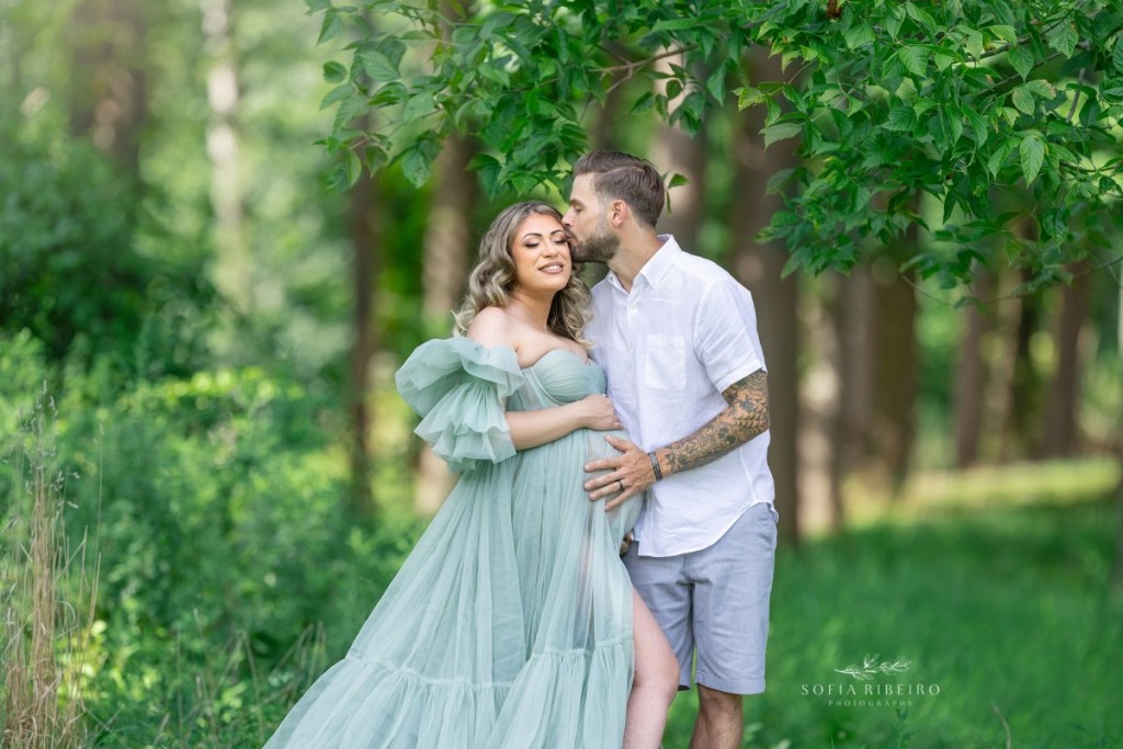outdoor maternity photography nj, mom and dad together holding the belly