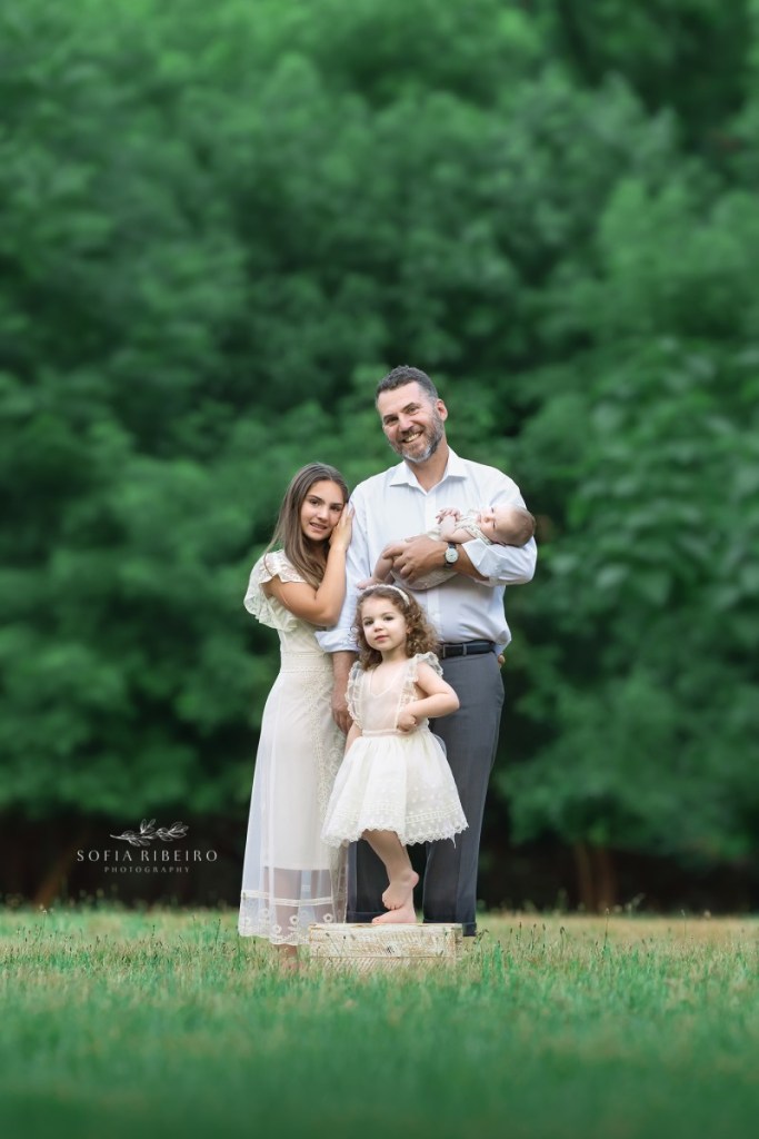 3 month baby session outdoors in nj, dad with babies