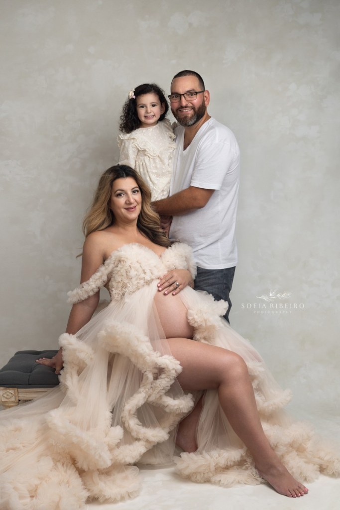family focused maternity session, mom, dad, and daughter