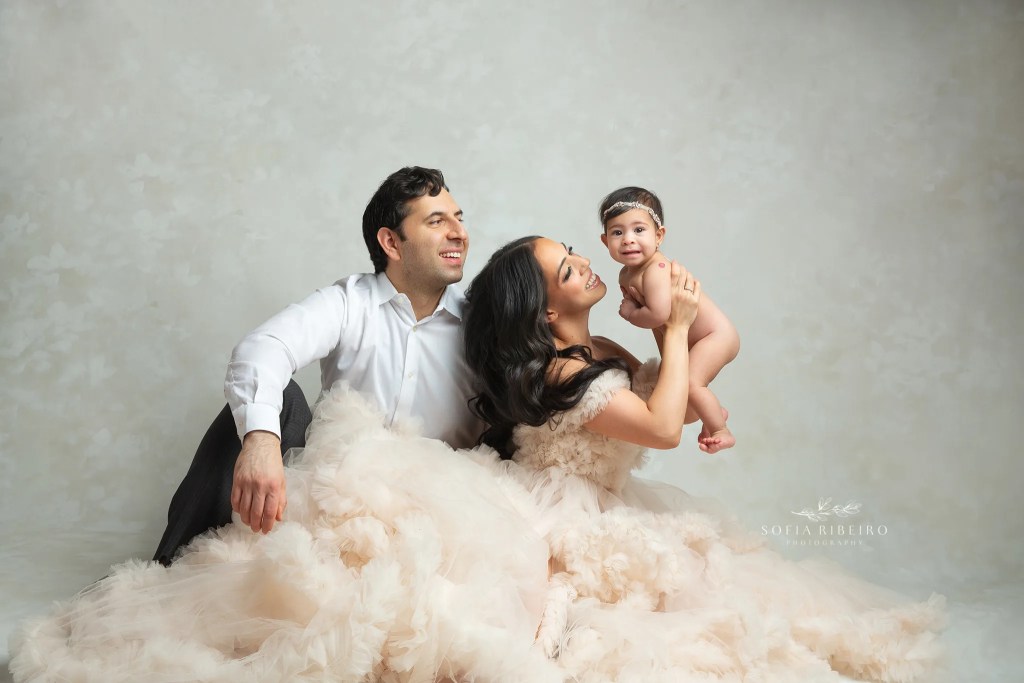 nj family photographer baby milestone session with parents