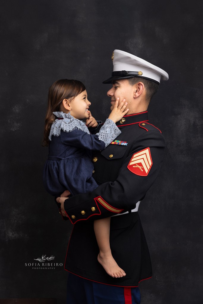 dad poses in dress blues with daughter with roselle park nj photographer