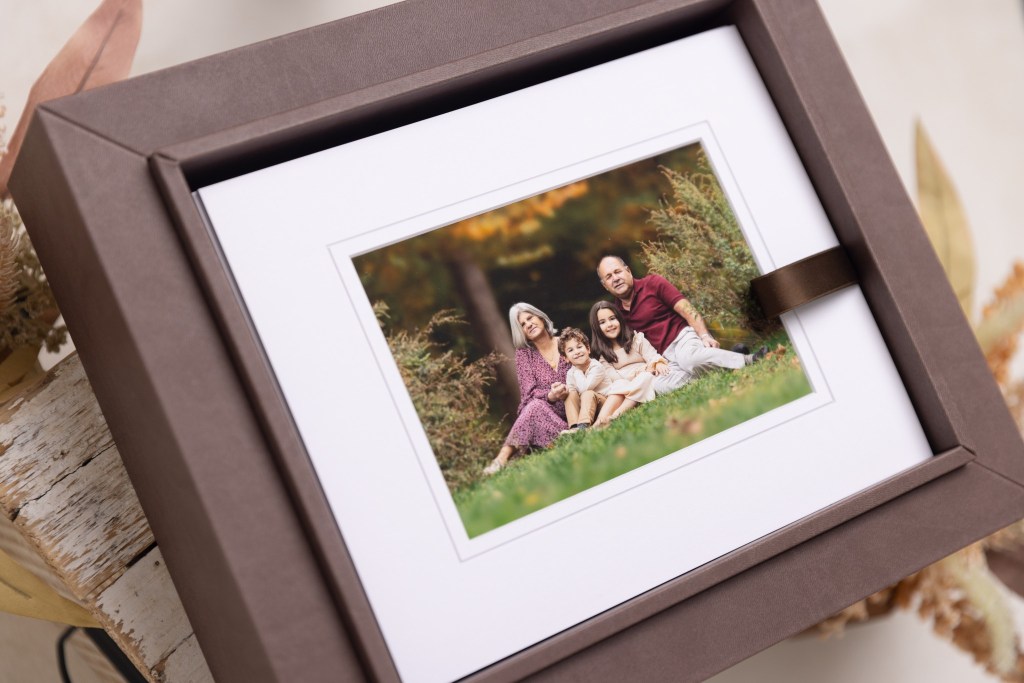 family session folio box samples and prints