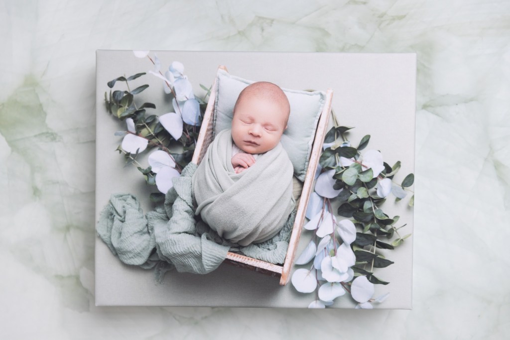 mini canvas desk block sample from newborn session