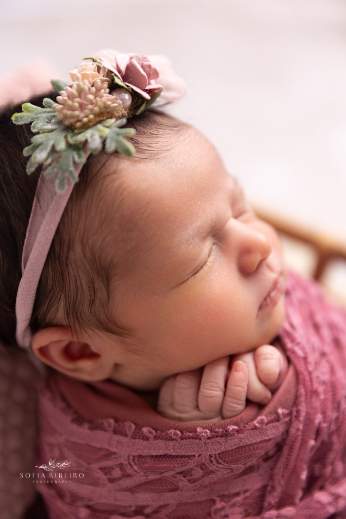 closeup of baby's features during a colonia nj newborn photography session