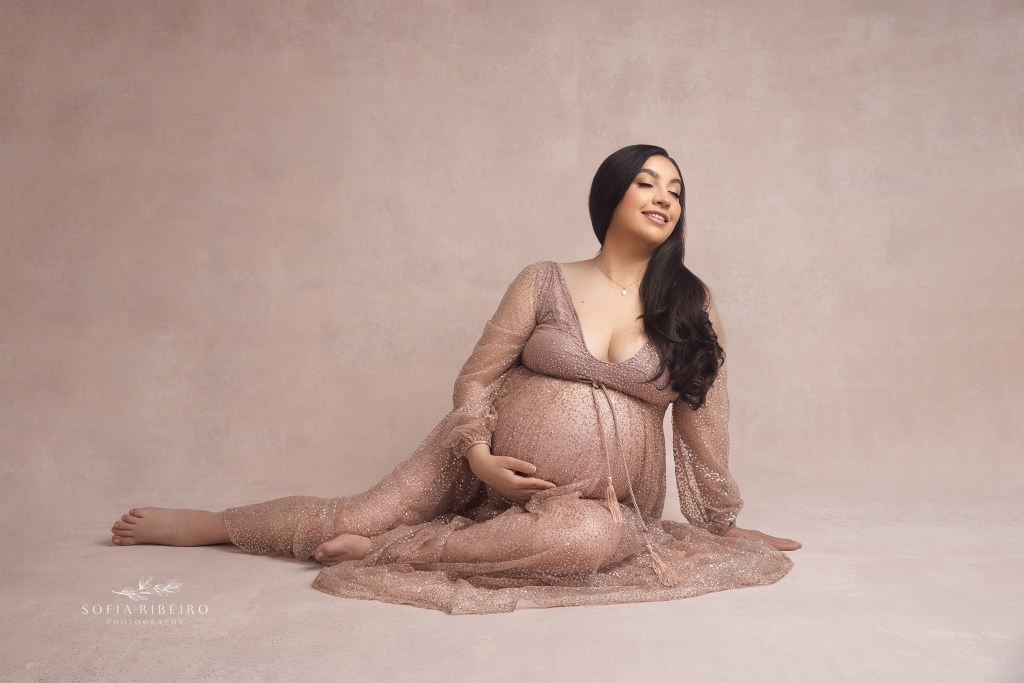 expectant mother glows in a glittery gown highlighting her curves, in hackensack nj