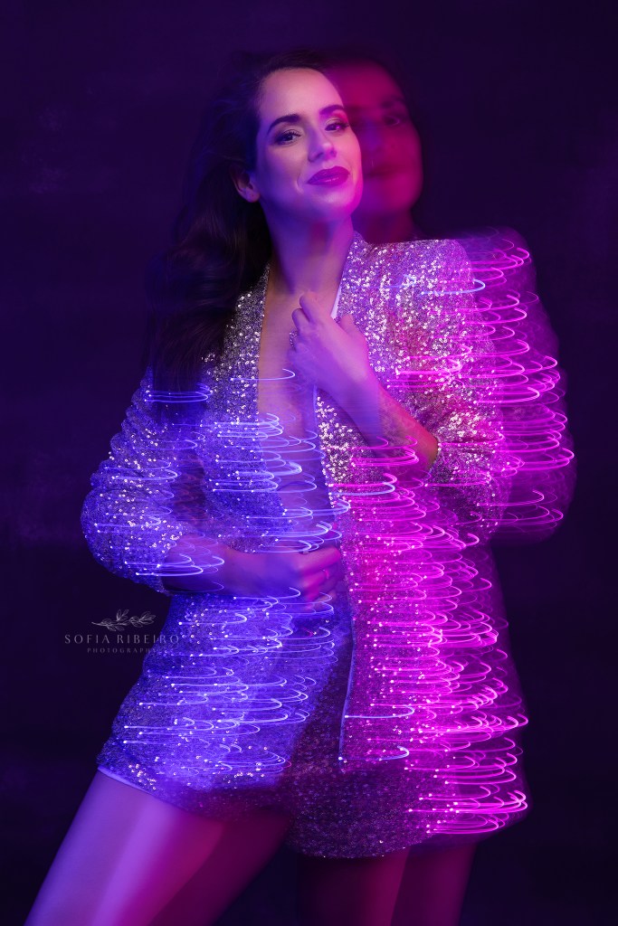 gel lighting creating reflective fun colorful looks for a 40th birthday photos session in nj