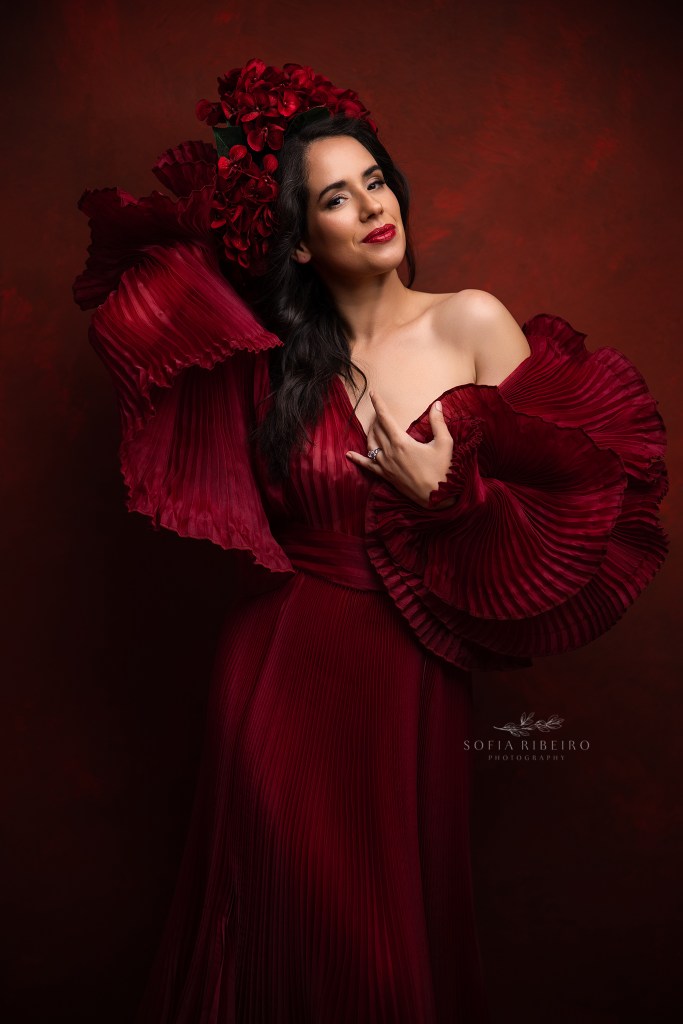 nj headshot and branding photographer captures a stunning portrait in red