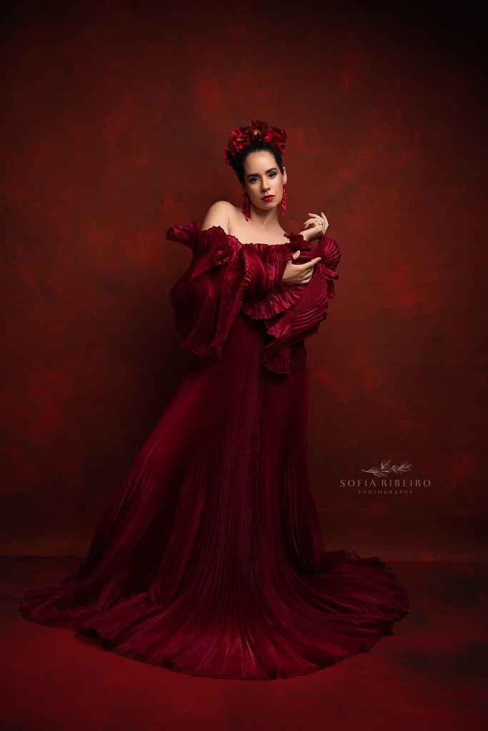 nj motherhood photographer captures a stunning self portrait in red