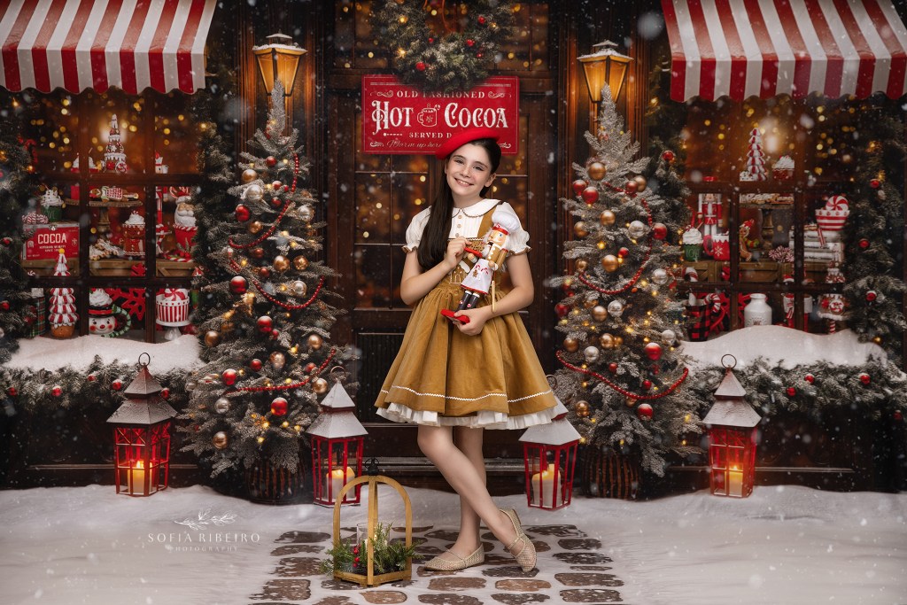 2025 holiday mini sessions hot cocoa store front setup in nj