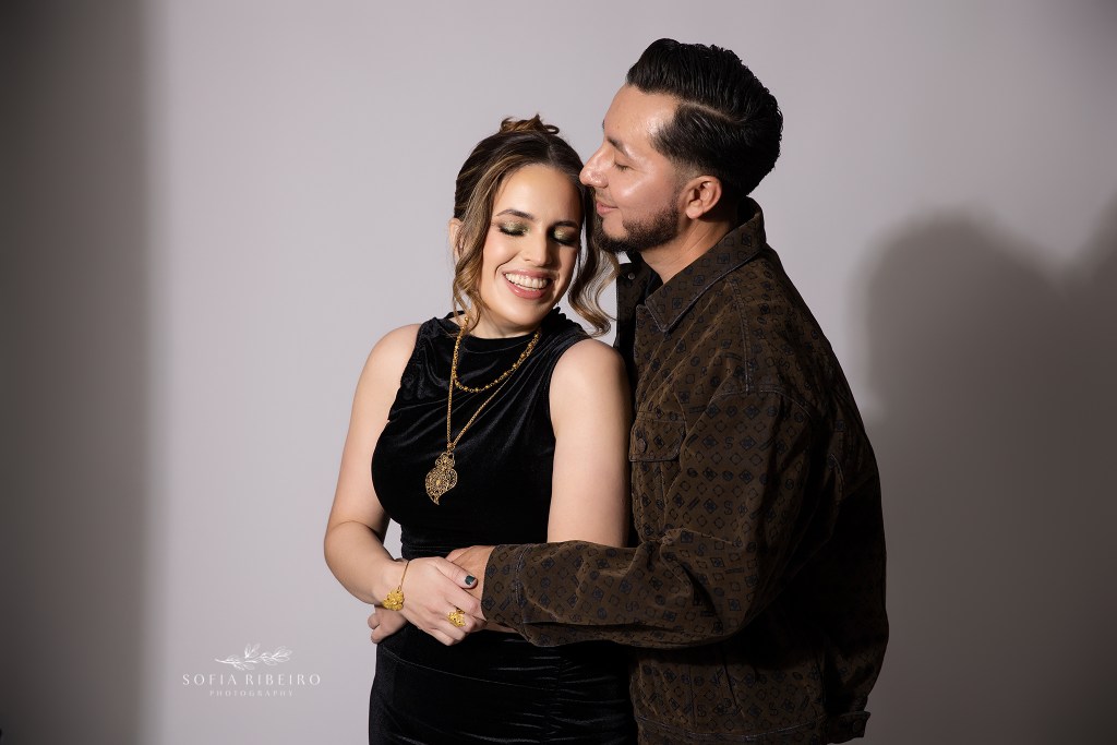 a smiling couples portrait taken by short hills nj photographer