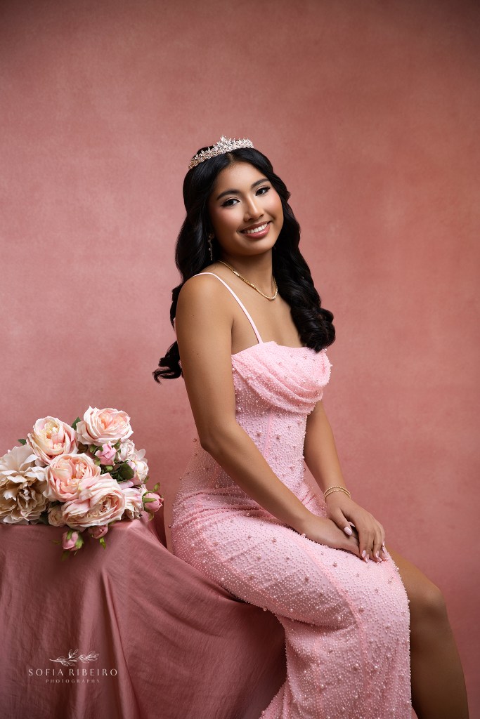 a sweet sixteen portrait of a girl posed elegantly at with a nj sweet sixteen photographer