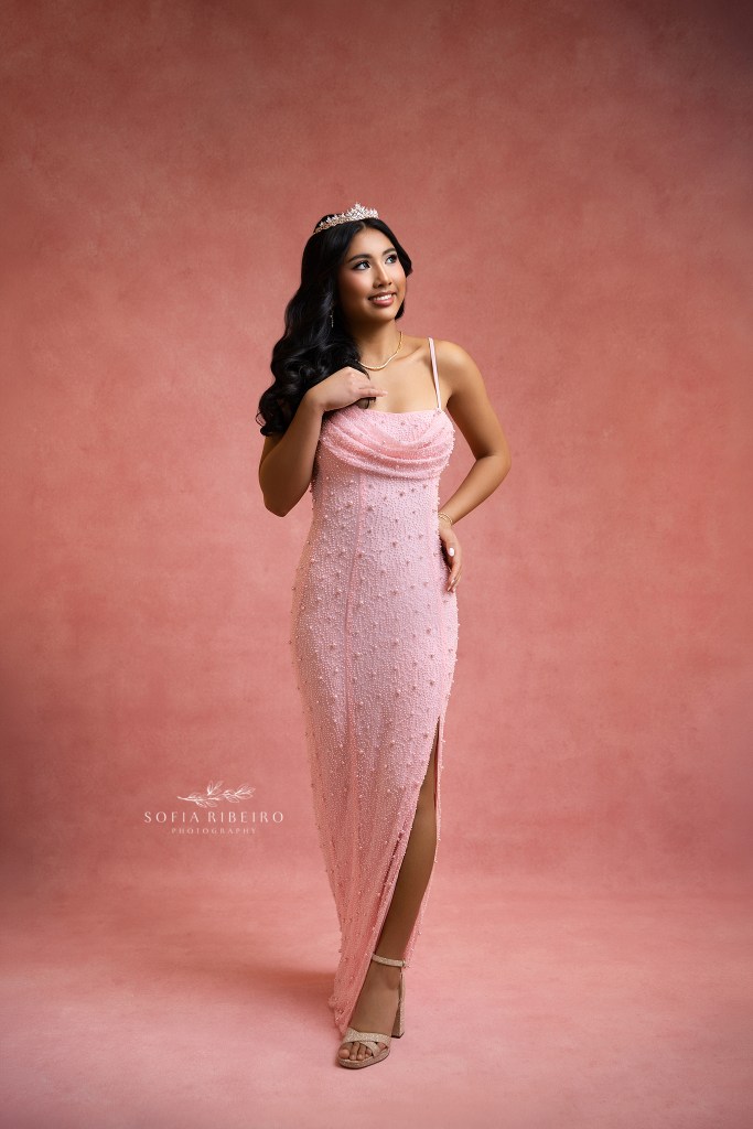 a simple pink beaded sweet sixteen gown for a special girl to celebrate her birthday