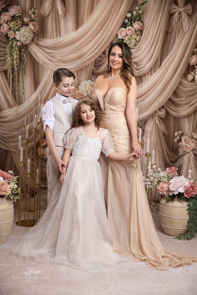 an elegant mom and me portrait with a mom and her two children for mothers day photos in nj