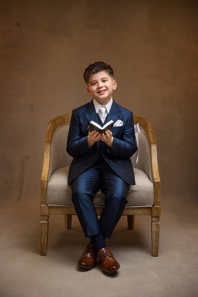a boys communion photo taken at a nj portrait studio