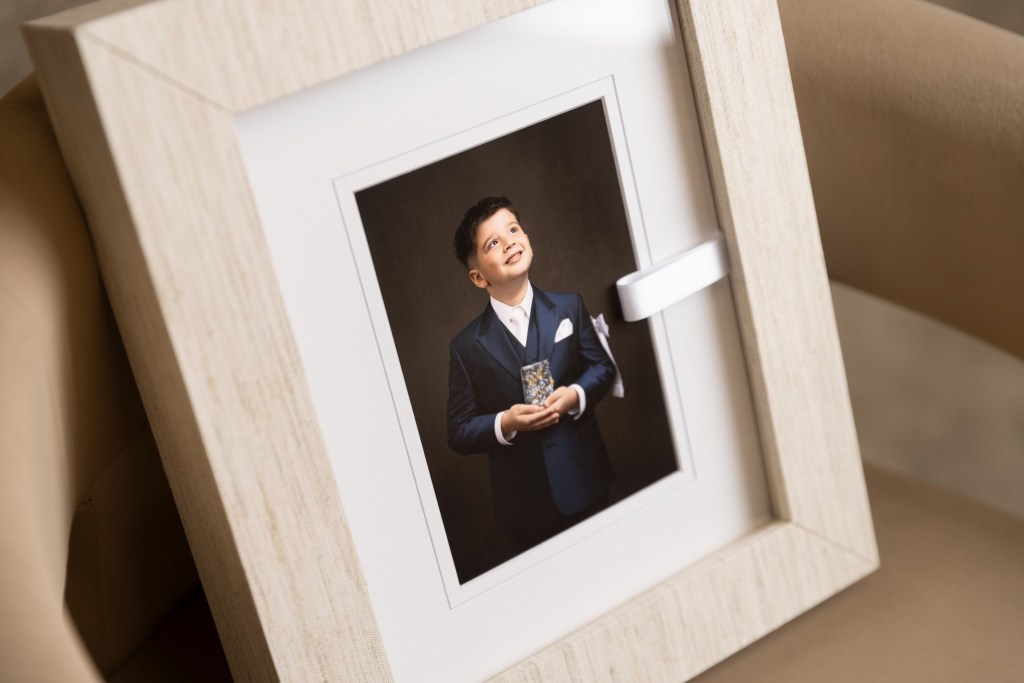 nj communion photographer creates heirloom artwork in boxed folio prints