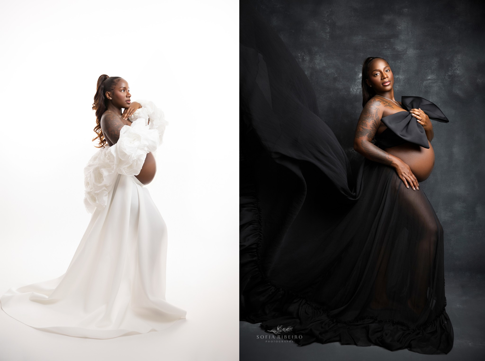 An Elegant Maternity Portrait Session with a Pop of Pink